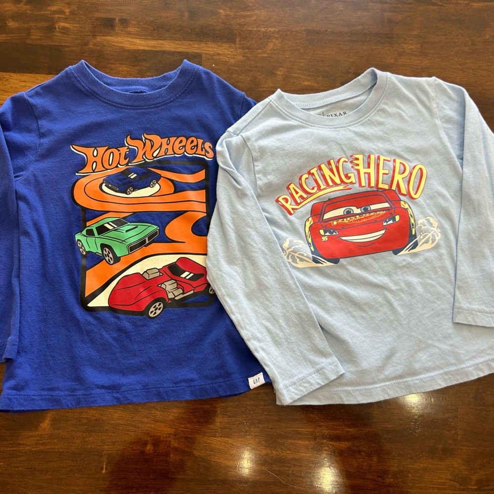 4T Hot Wheels and Pixar Cars Gap Long Sleeve Shirts